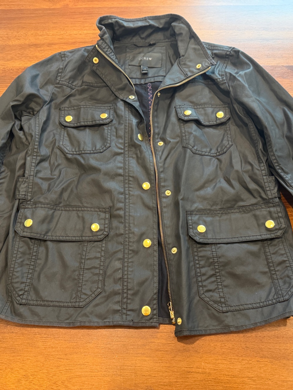 J. Crew Black Field Jacket with Gold-Tone Hardware